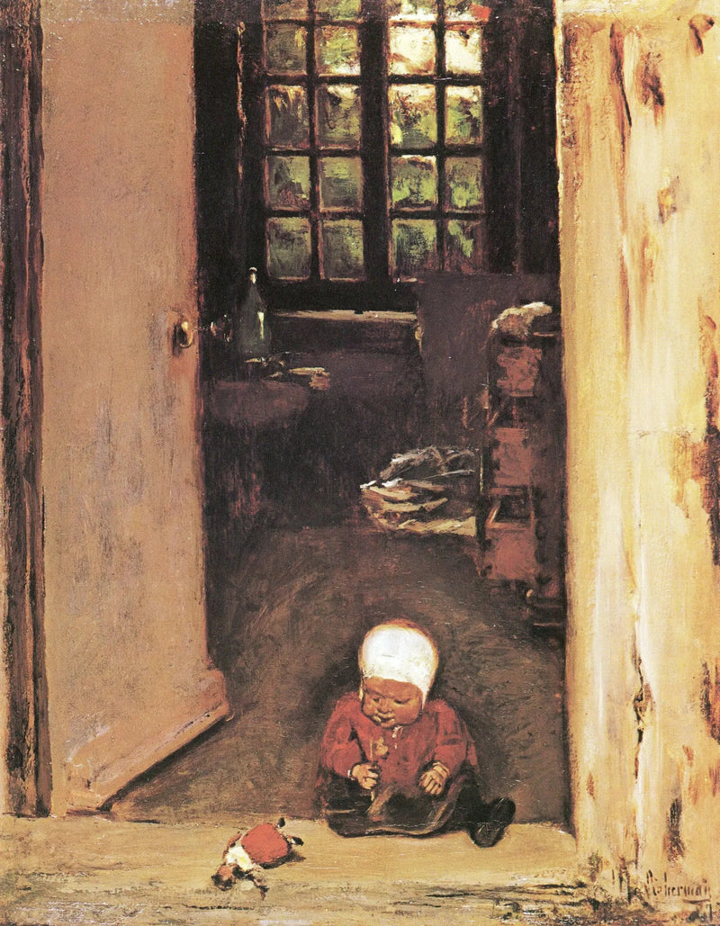 Bambino che gioca nell'architrave della porta - Max Liebermann