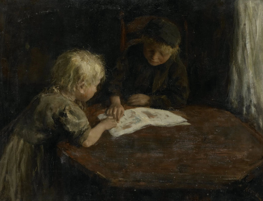 Enfants avec un livre d'images - Jacobus Simon Hendrik Kever