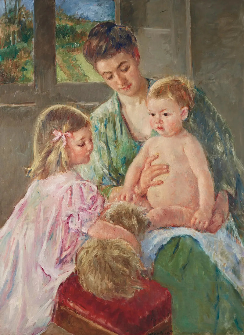 Bambini che giocano con un cane - Mary Cassatt