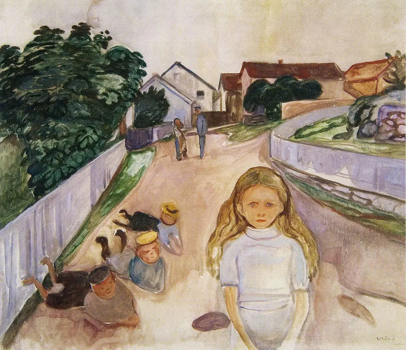 Bambini che giocano per strada a Åsgårdstrand - Edvard Munch