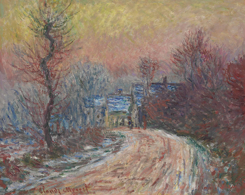 Ingresso a Giverny in inverno, sole al tramonto W966 - Claude Monet