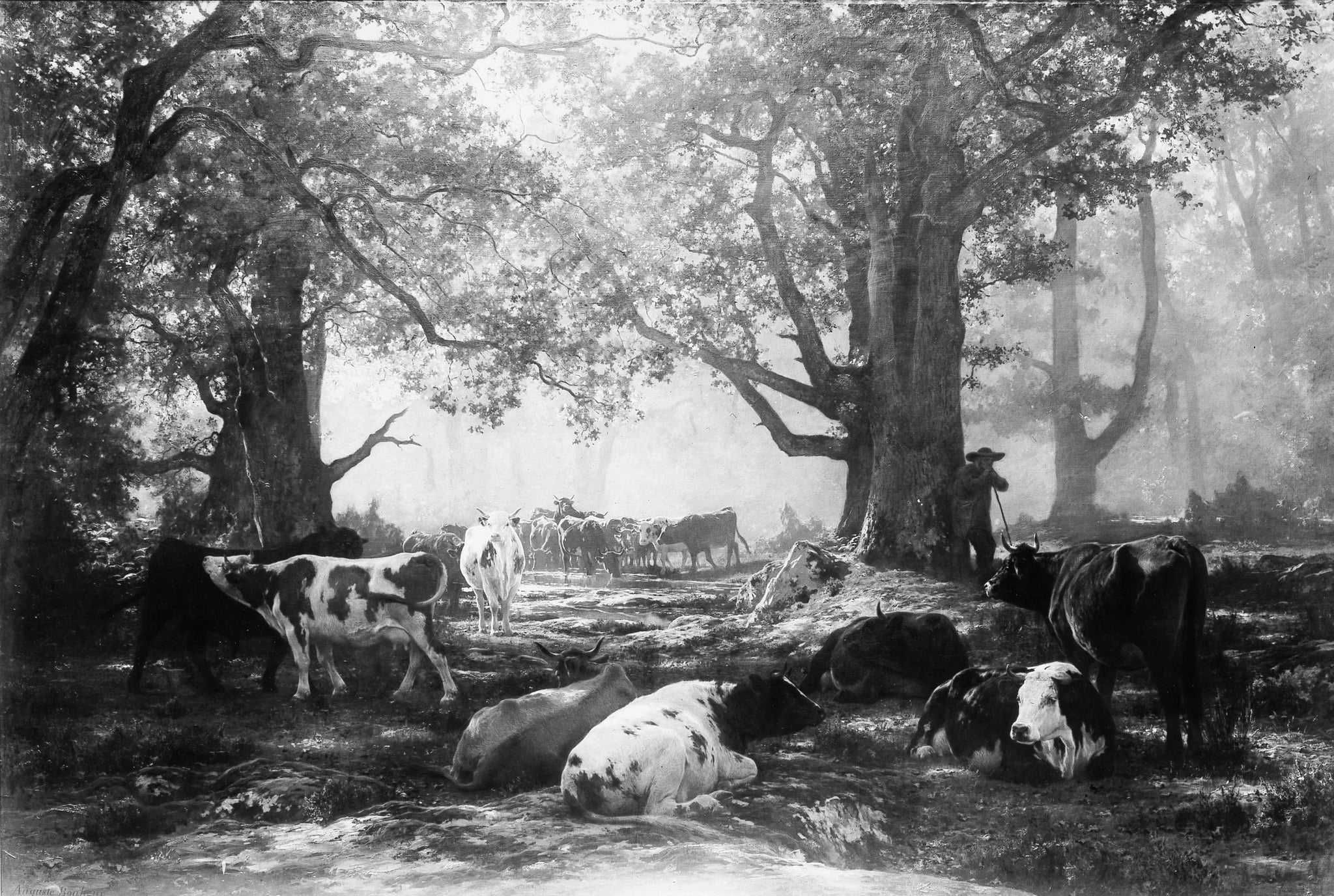 Environs de Fontainebleau : bois et bétail - Auguste-François Bonheur