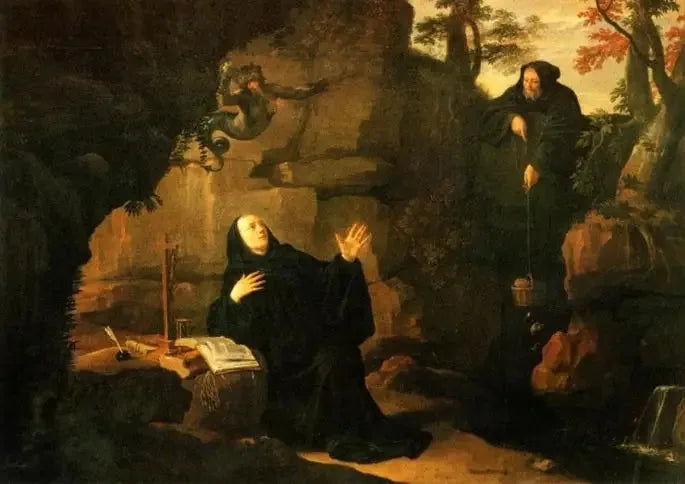Episodi della vita di san Benedetto : San Benedetto nutrito dal fratello Romain - Philippe de Champaigne