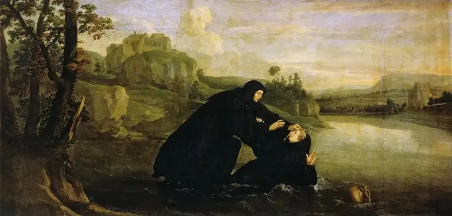 Episodi della vita di san Benedetto : Placido ritirato dall'acqua dal fratello Maur - Philippe de Champaigne
