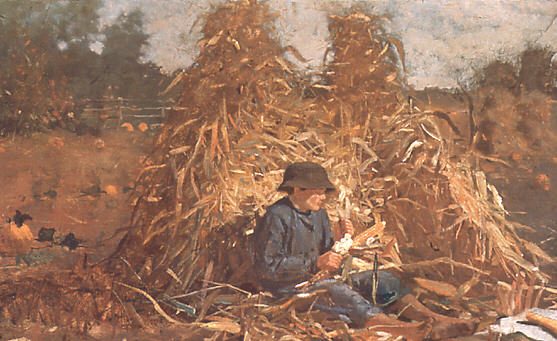 Épluchage du maïs - Winslow Homer image 1 reproduction réalisée par Alpha Reproduction