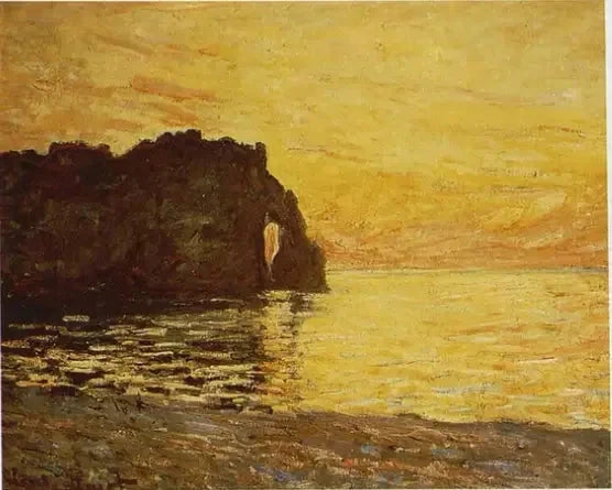 Étretat, scogliera e Porte d'Aval al tramonto W1015a - Claude Monet