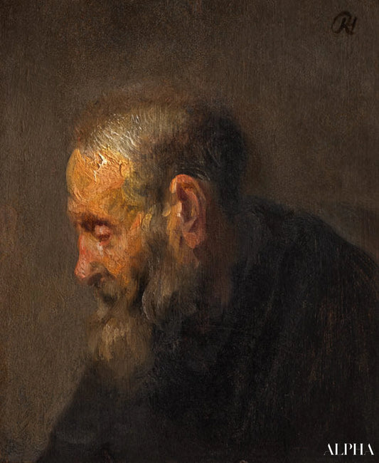 Étude d'un vieil homme de praofil - Rembrandt van Rijn - Reproductions de tableaux et peintures haut de gamme