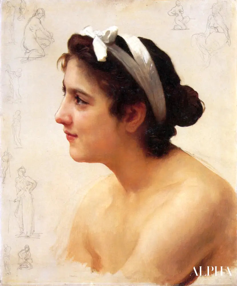 Étude d'une femme pour offrir à l'amour - William Bouguereau - Reproductions de tableaux et peintures haut de gamme