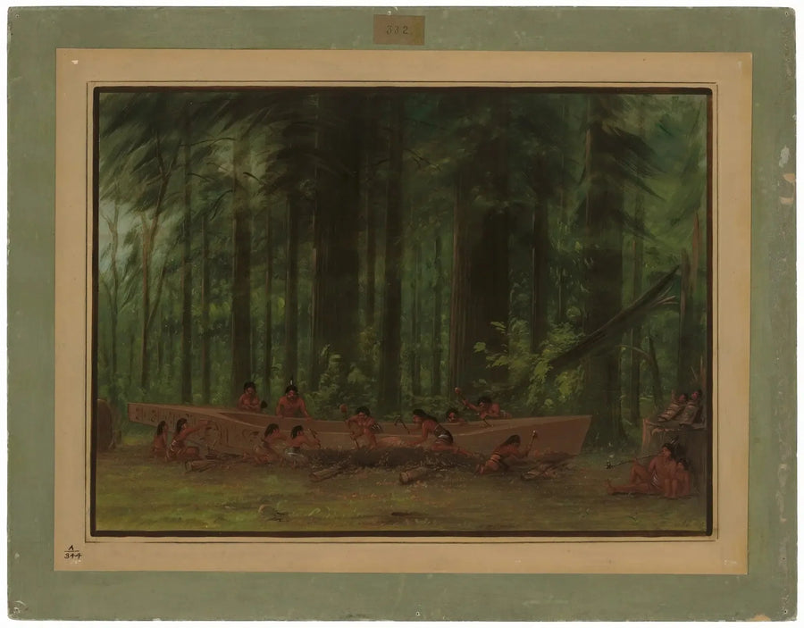 Scavo di una canoa - Nativi Nayas - George Catlin