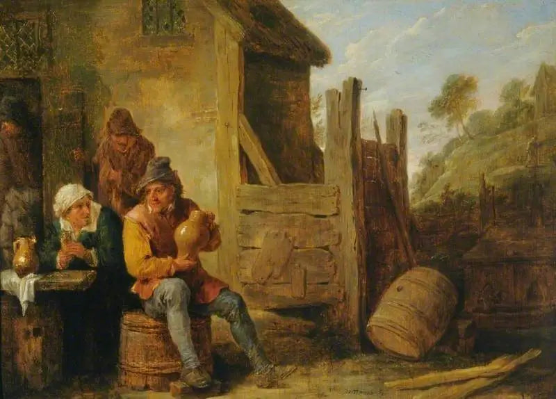Esterno di una locanda: Contadini che bevono - David Teniers il Giovane
