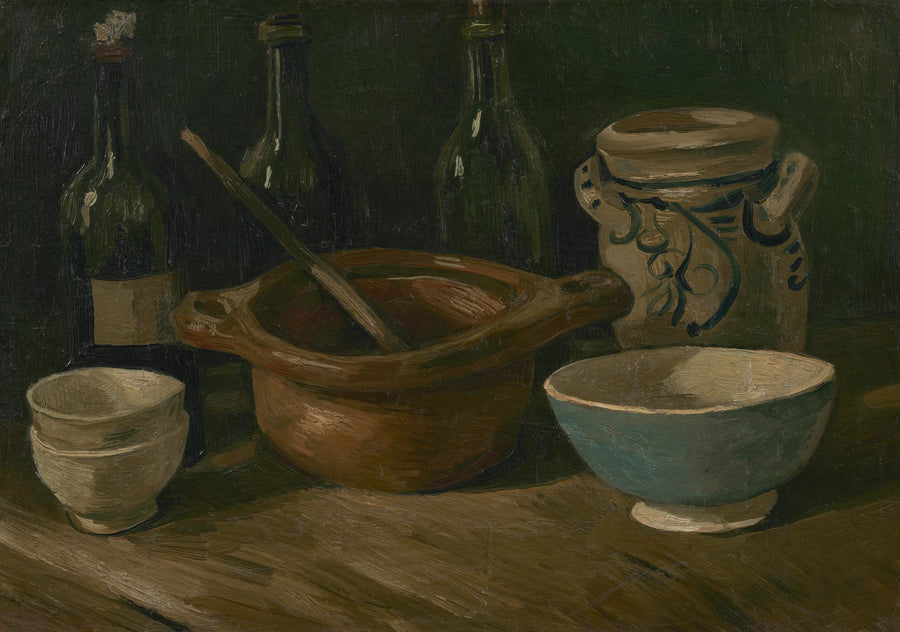 Natura morta con maiolica e bottiglie - Vincent van Gogh