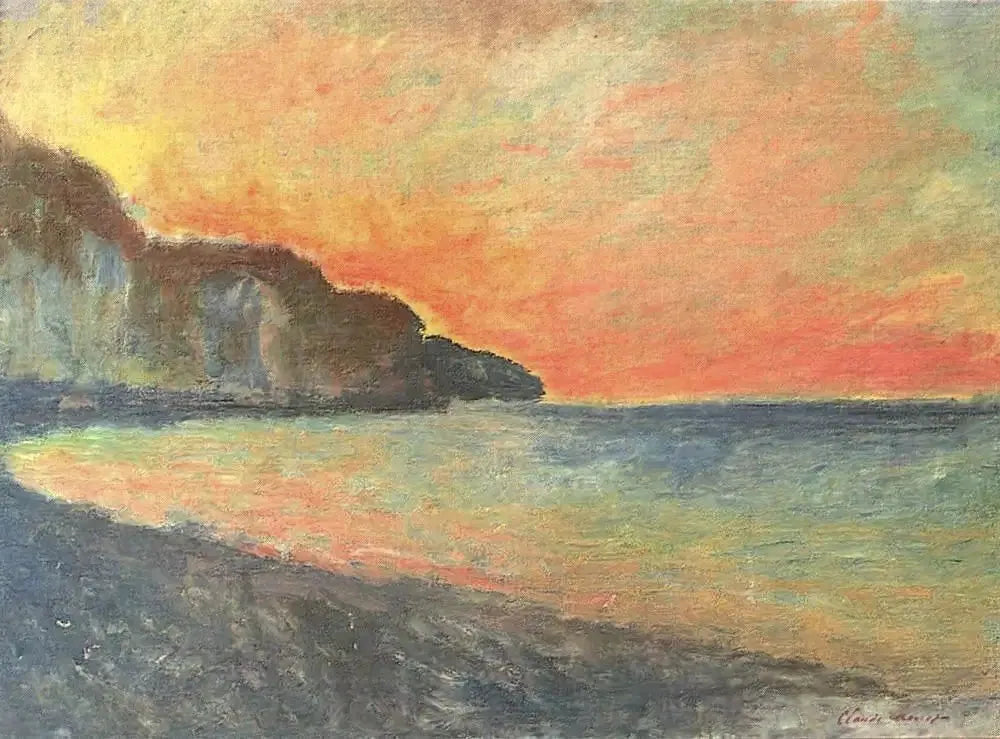 Falaise à Pourville, soleil couchant - Claude Monet image 1 reproduction d’œuvre d’art à l’huile