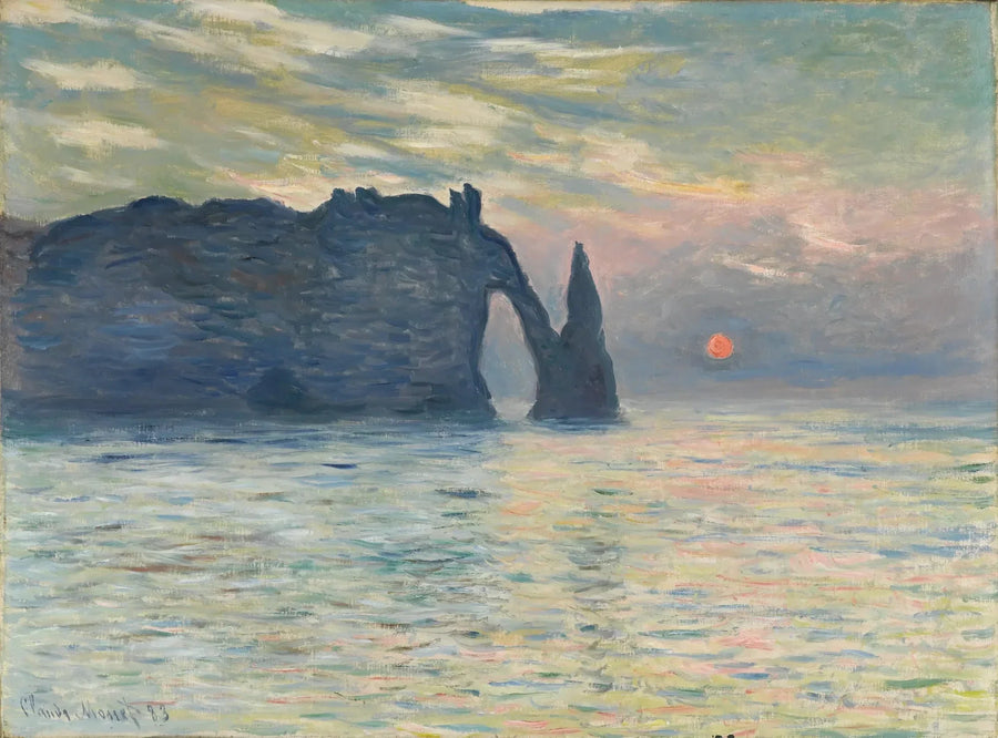 La Falaise d'Étretat, sole al tramonto W817 - Claude Monet