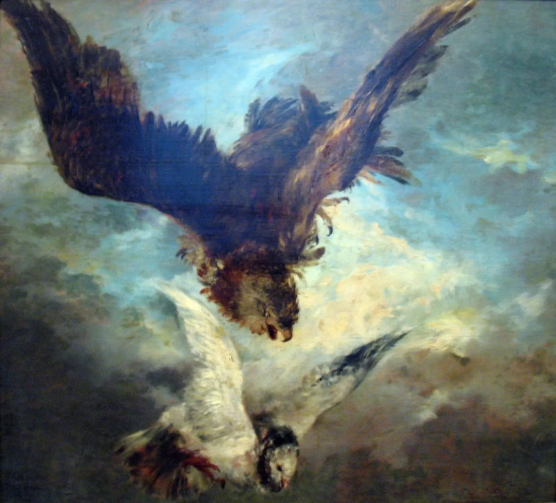 Falco che attacca un piccione - Adolph von Menzel