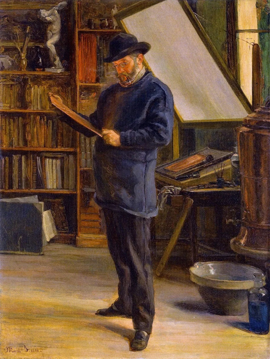 Félix Bracquemond nel suo atelier - Marie Bracquemond