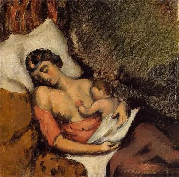 Femme allaitant son enfant - Paul Cézanne image 1 reproduction artisanale de tableau