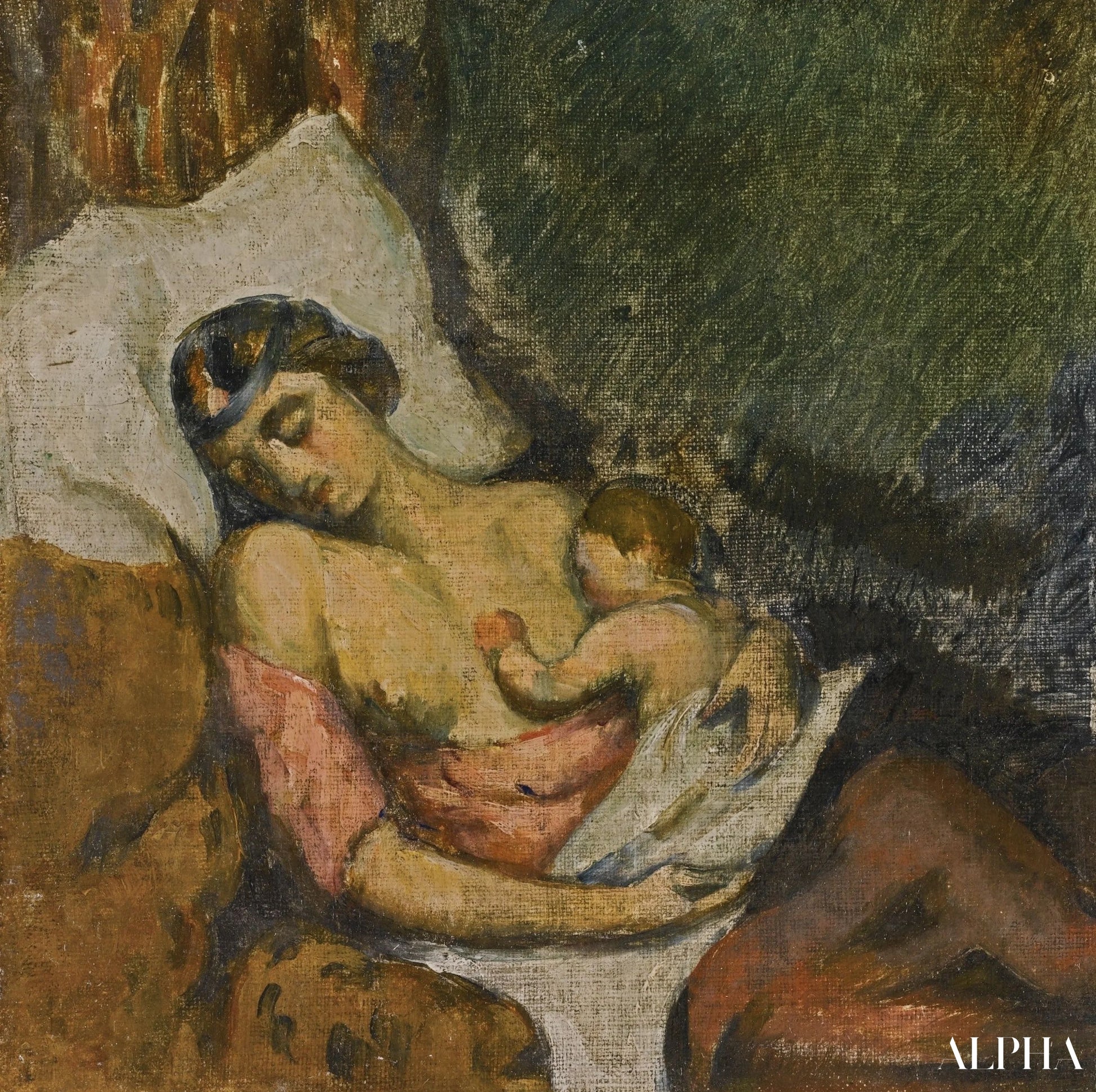 Donna che allatta il suo bambino - Paul Cézanne - Riproduzioni di quadri e dipinti di alta qualità