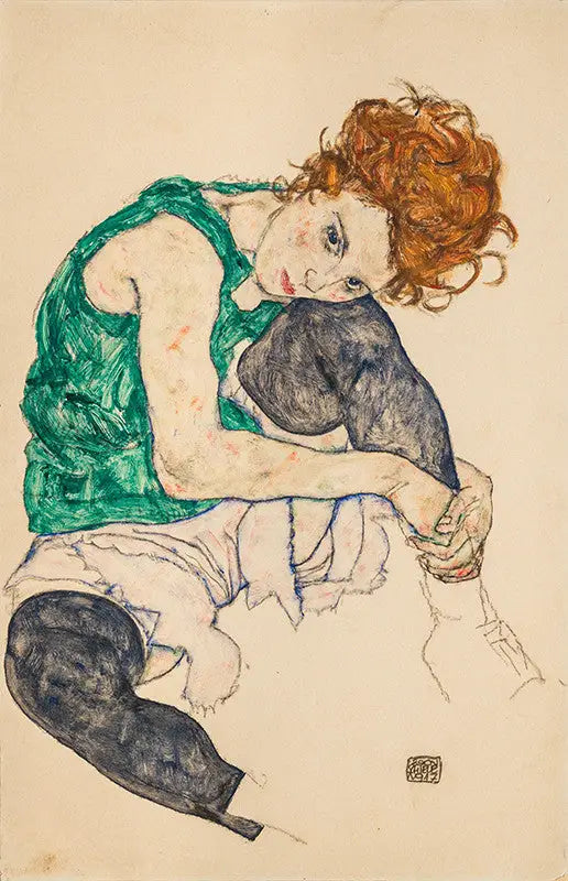 Donna seduta con la gamba piegata - Egon Schiele