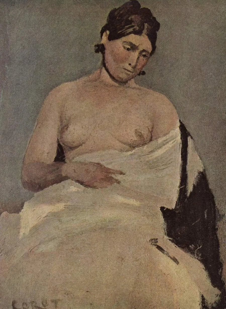 Donna seduta con seni nudi - Jean-Baptiste Camille Corot