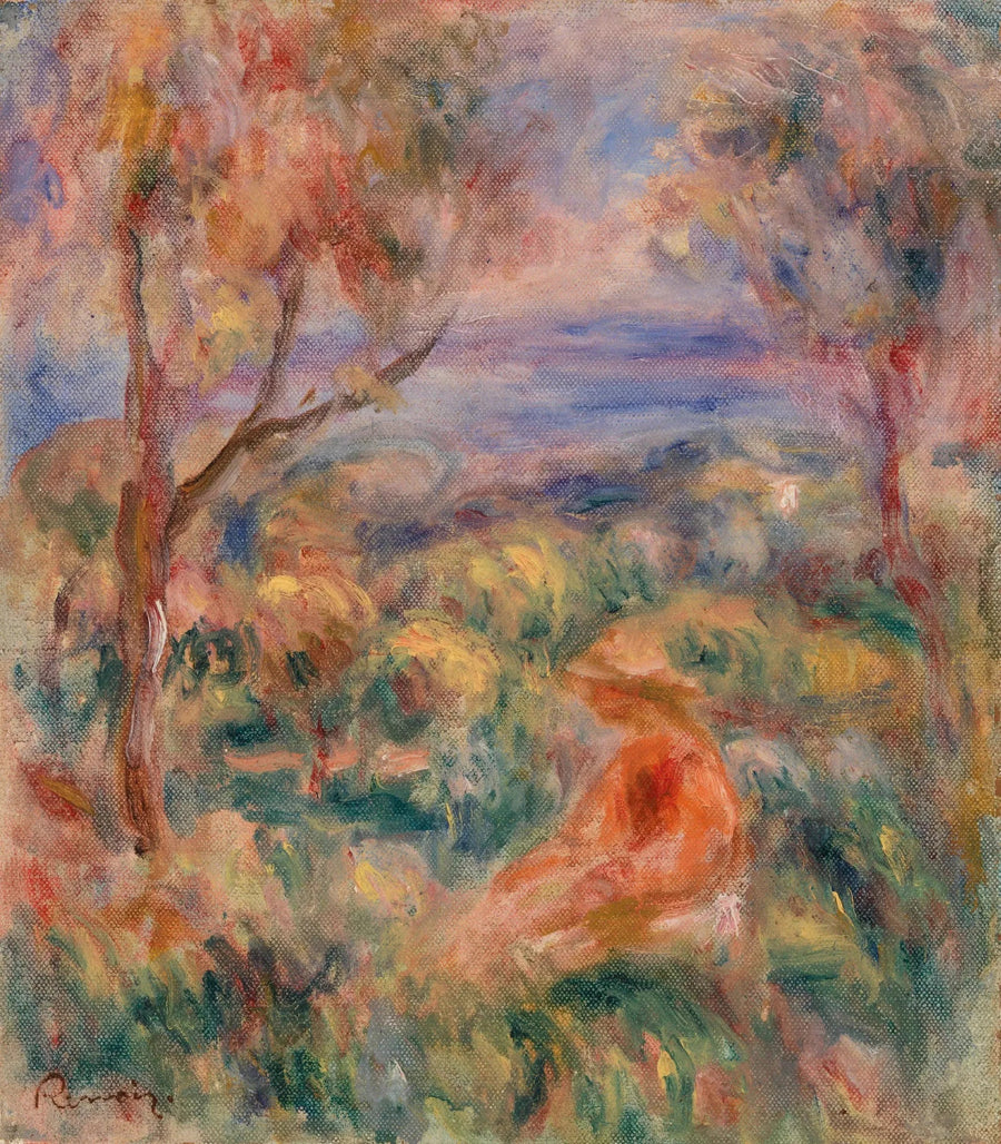 Donna seduta con il mare in lontananza (Donna seduta sulla riva del mare) - Pierre-Auguste Renoir