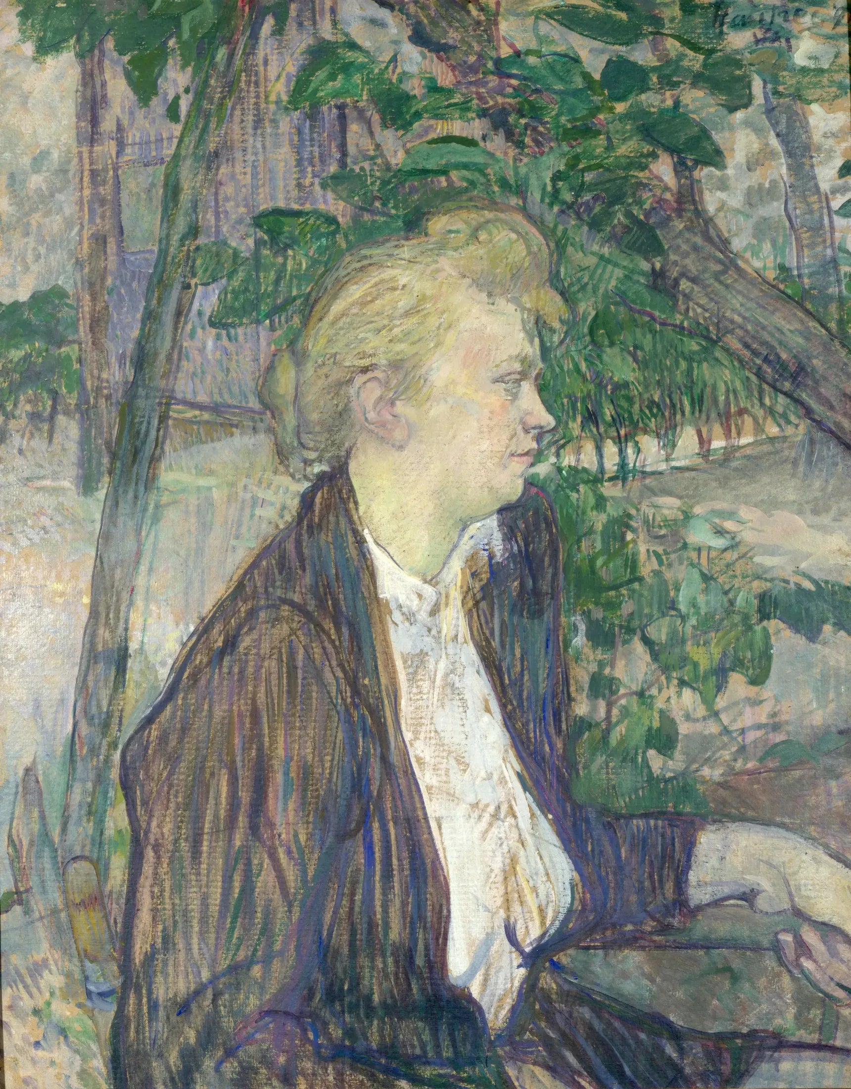Femme assise dans un jardin - Henri de Toulouse-Lautrec image 1 reproduction de peinture à l’huile
