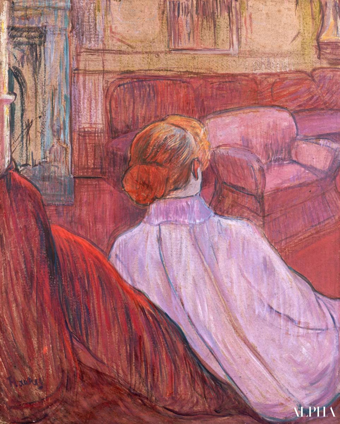 Femme assise sur un banc d'arène - Toulouse Lautrec - Reproductions de tableaux et peintures haut de gamme