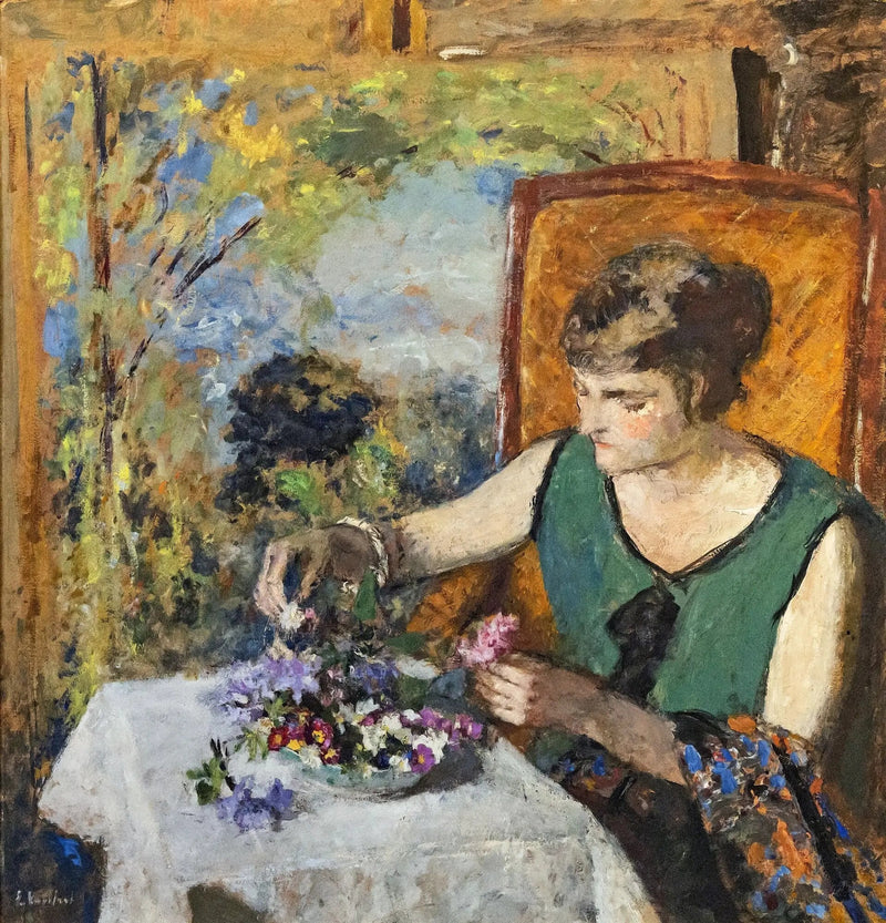 Donna con mazzo di fiori - Édouard Vuillard