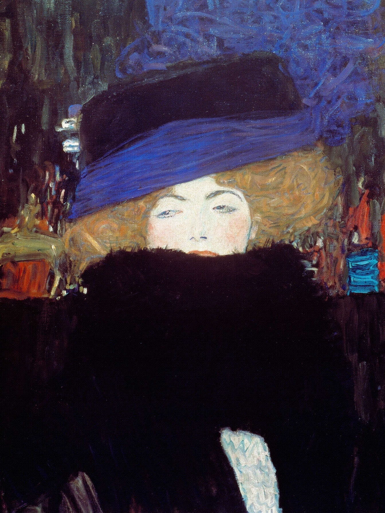 Reproduction du tableau « Femme au chapeau et boa de plumes - Gustav Klimt » par Alpha Reproduction en peinture à l’huile