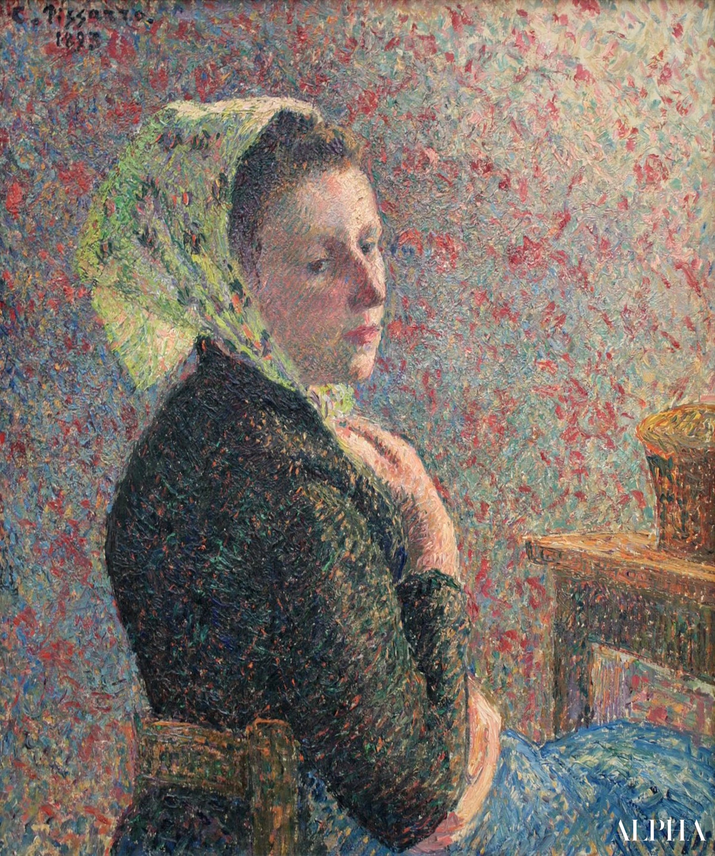 Donna con fazzoletto verde - Camille Pissarro - Riproduzioni di quadri e dipinti di alta gamma