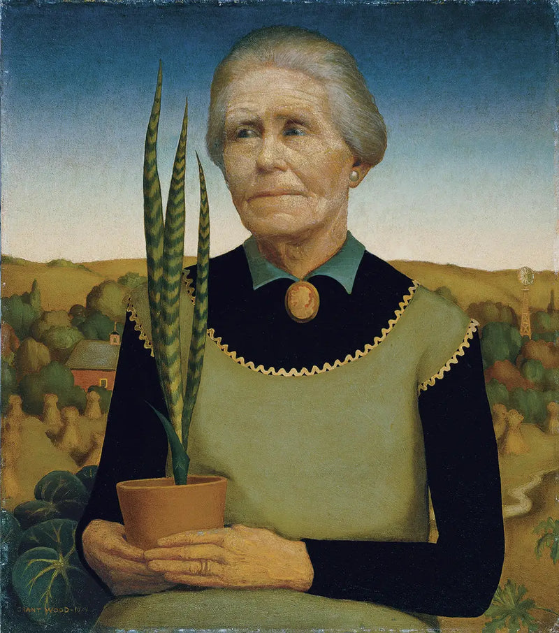 Donna con piante - Grant Wood