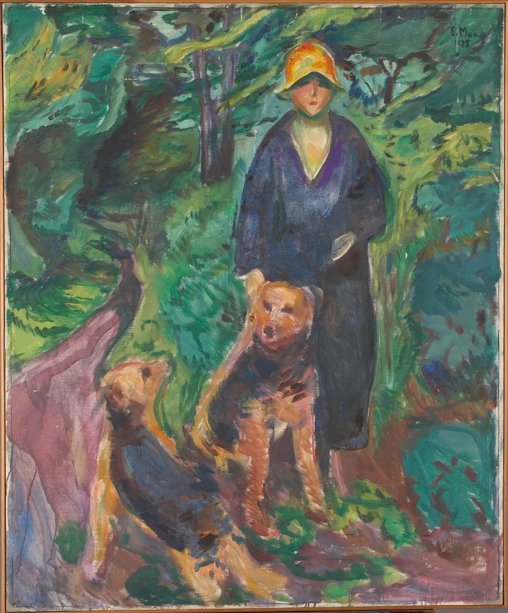 Reproduction du tableau « Femme avec airdale terrier - Edvard Munch » par Alpha Reproduction en peinture à l’huile