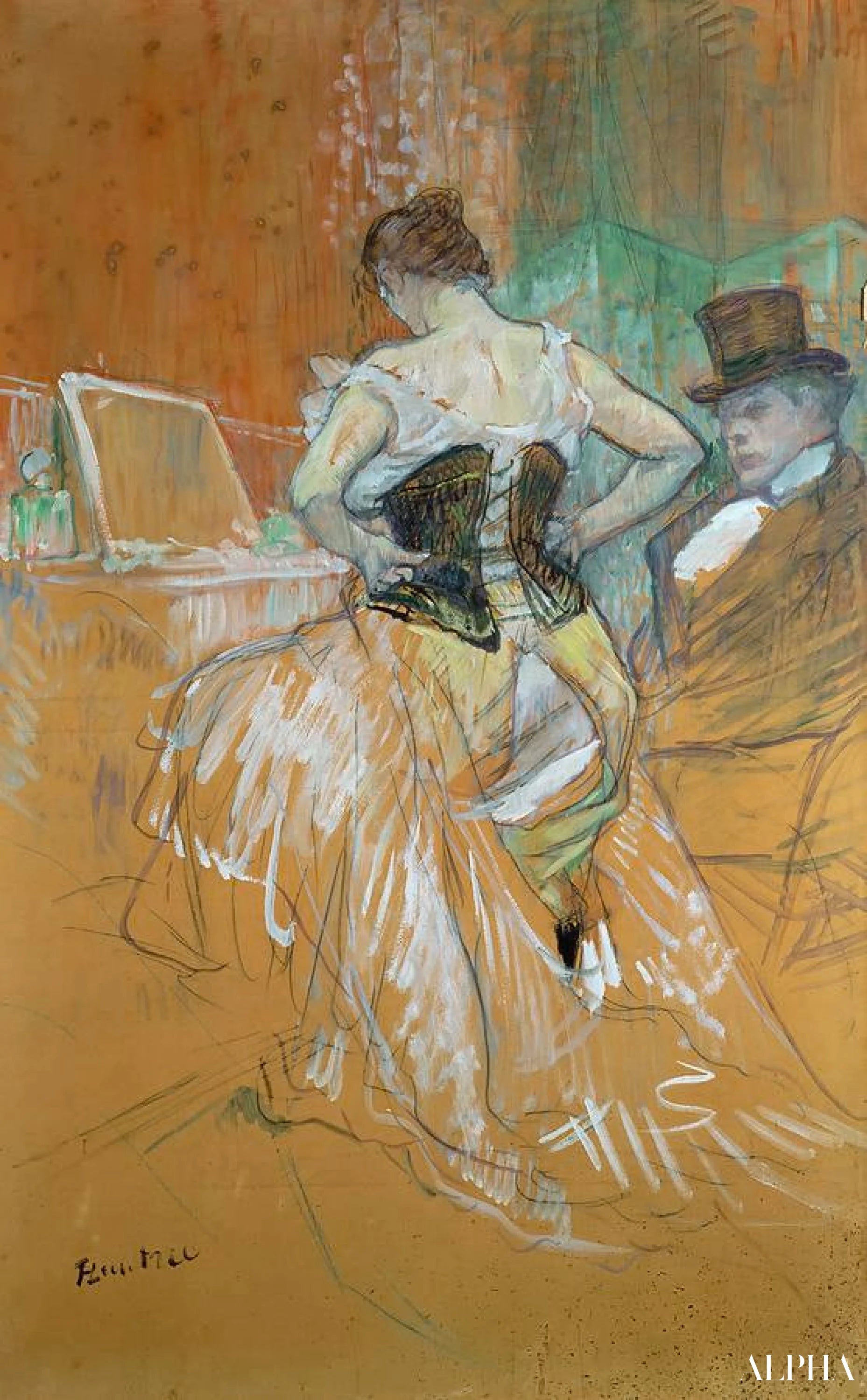 Donna con corsetto - Toulouse Lautrec - Riproduzioni di quadri e dipinti di alta gamma