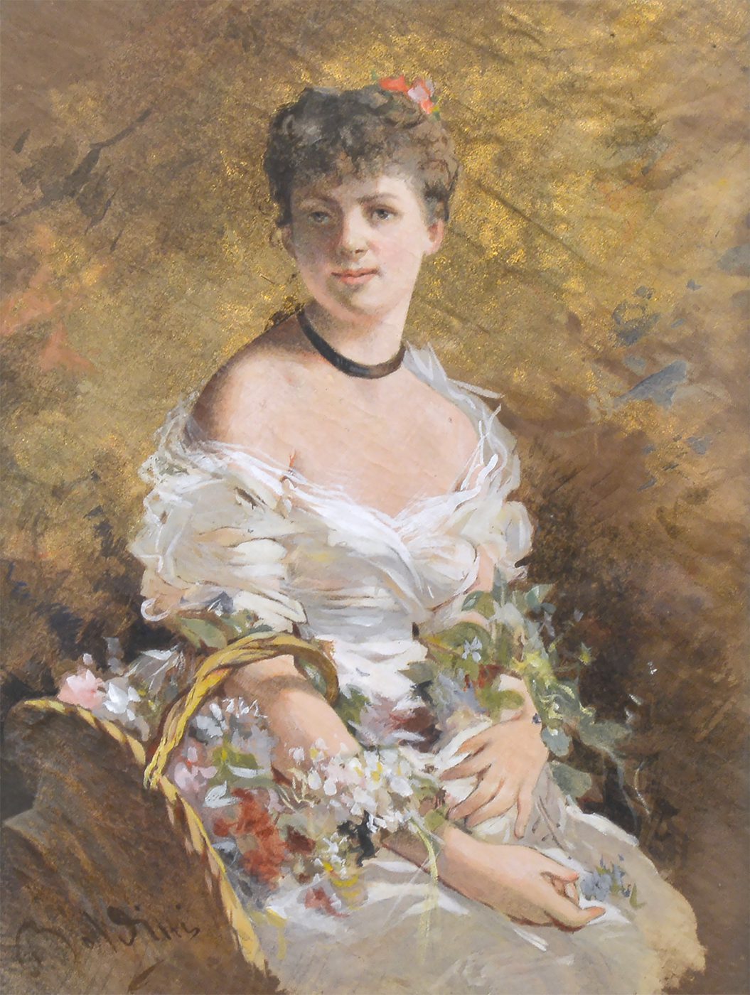 Femme avec des fleurs - Giovanni Boldini - Alpha Reproduction