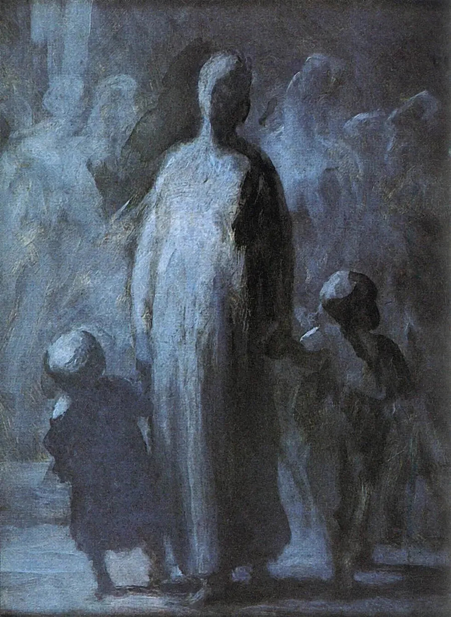 Donna con due figli - Honoré Daumier