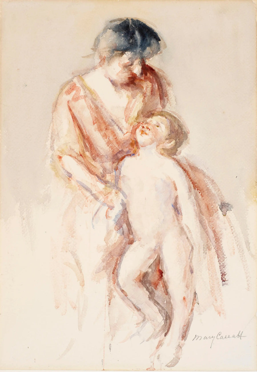 Donna con un ragazzo nudo alla sua sinistra - Mary Cassatt