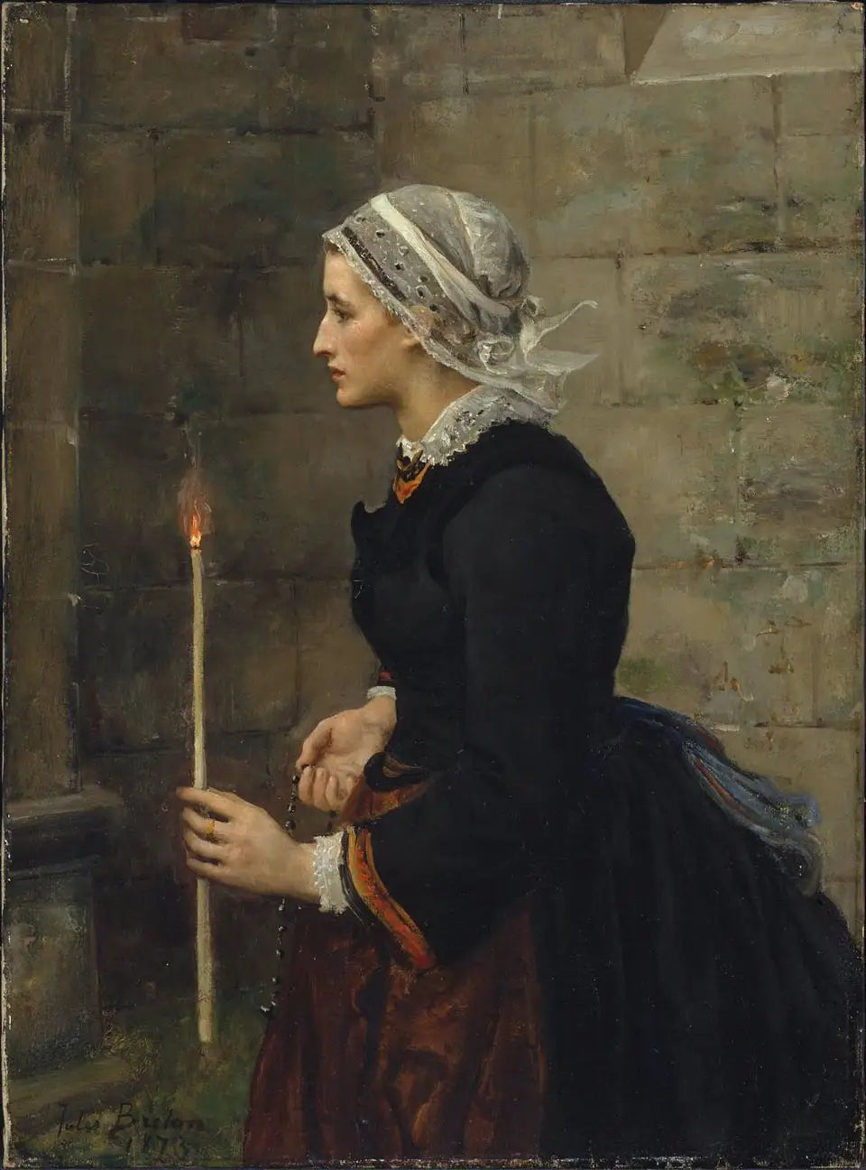 Femme avec une bougie fine - Jules Breton image 1 reproduction réalisée par Alpha Reproduction