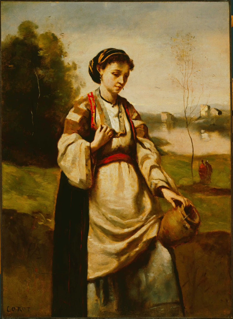 Donna con una brocca d'acqua - Jean-Baptiste Camille Corot