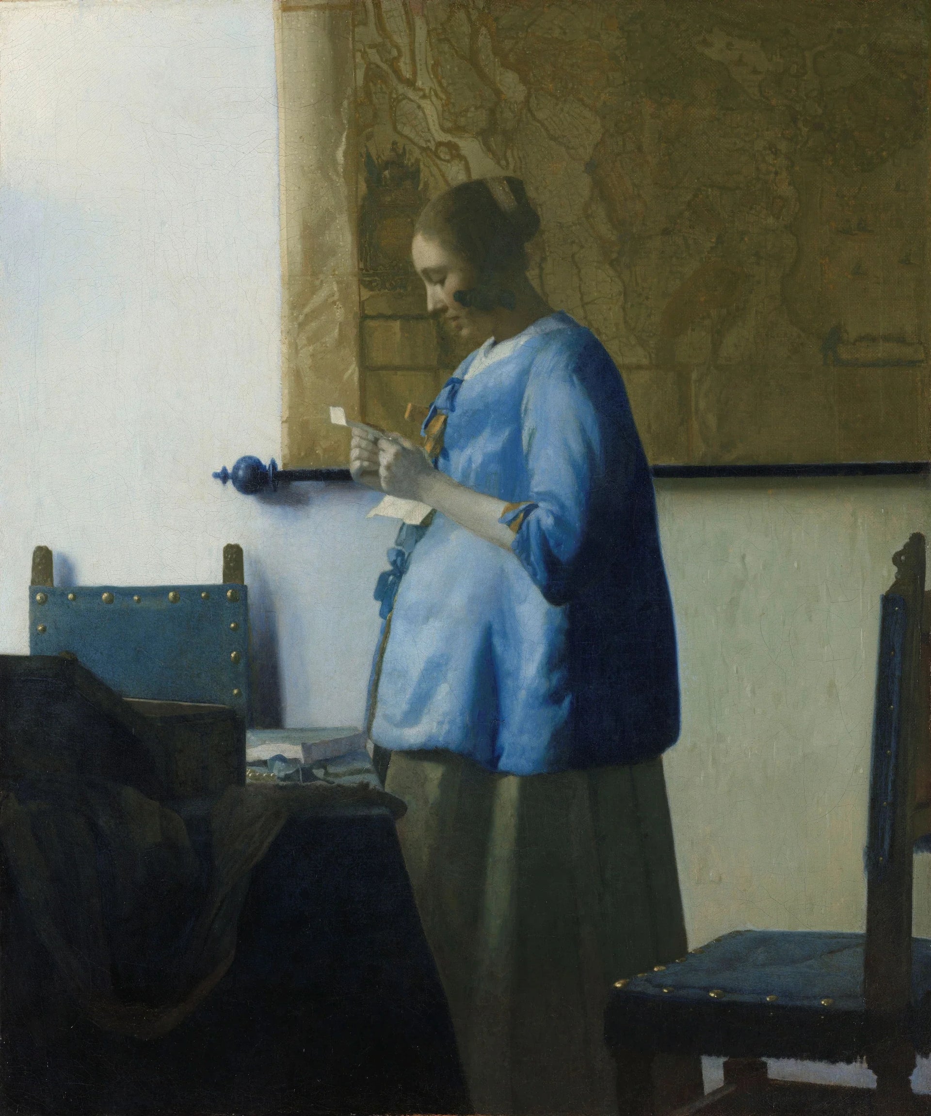 La Femme en bleu lisant une lettre de Vermeer – reproduction peinture à l’huile sur toile