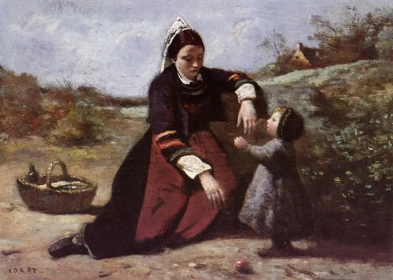 Donna bretonna e sua piccola figlia - Jean-Baptiste Camille Corot
