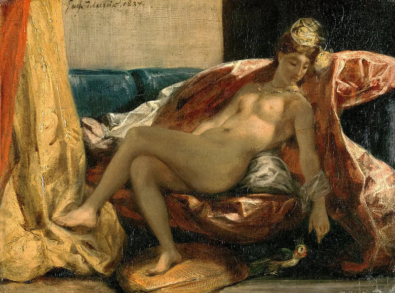 Donna che accarezza un pappagallo - Eugène Delacroix