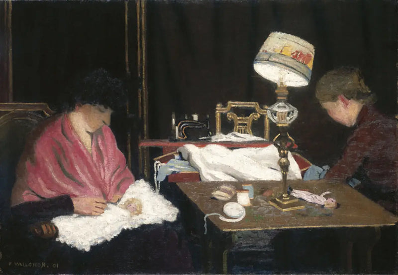 Donna, scialle rosa, cugino con la lampada - Félix Vallotton