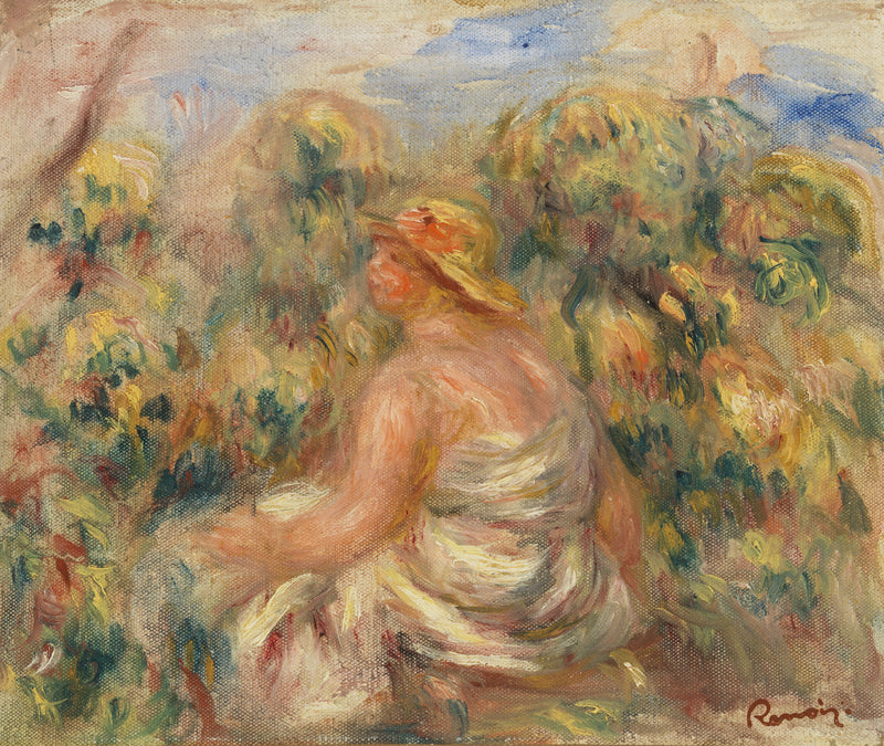 Donna con cappello in un paesaggio - Pierre-Auguste Renoir