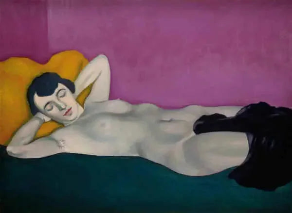 Donna sdraiata su sfondo viola - Félix Vallotton
