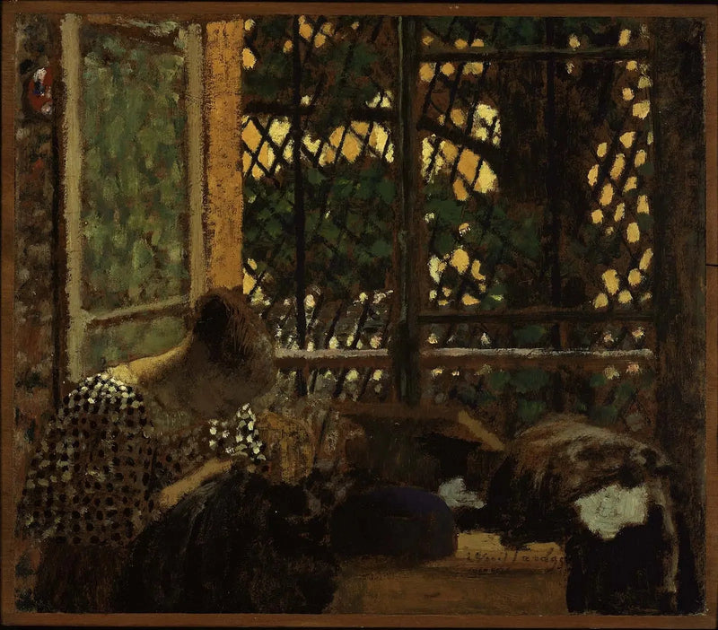Donna che cuce davanti a una finestra del giardino - Édouard Vuillard