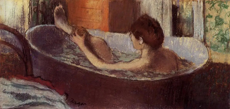 Donna nel suo bagno che si asciuga la gamba - Edgar Degas