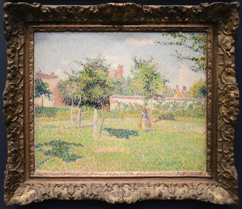 Donna in un giardino, sole di primavera nel prato a Éragny - Camille Pissarro