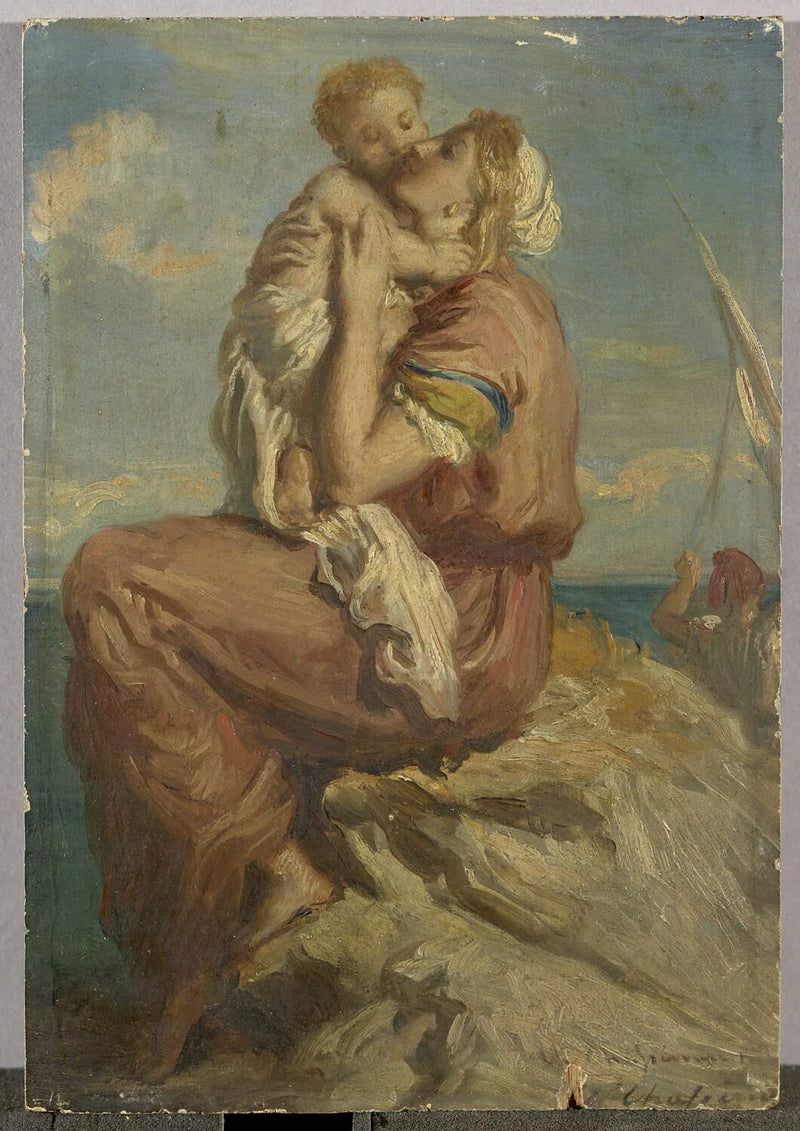 Femme de pêcheur di Mola di Gaete che bacia il suo bambino - Théodore Chassériau