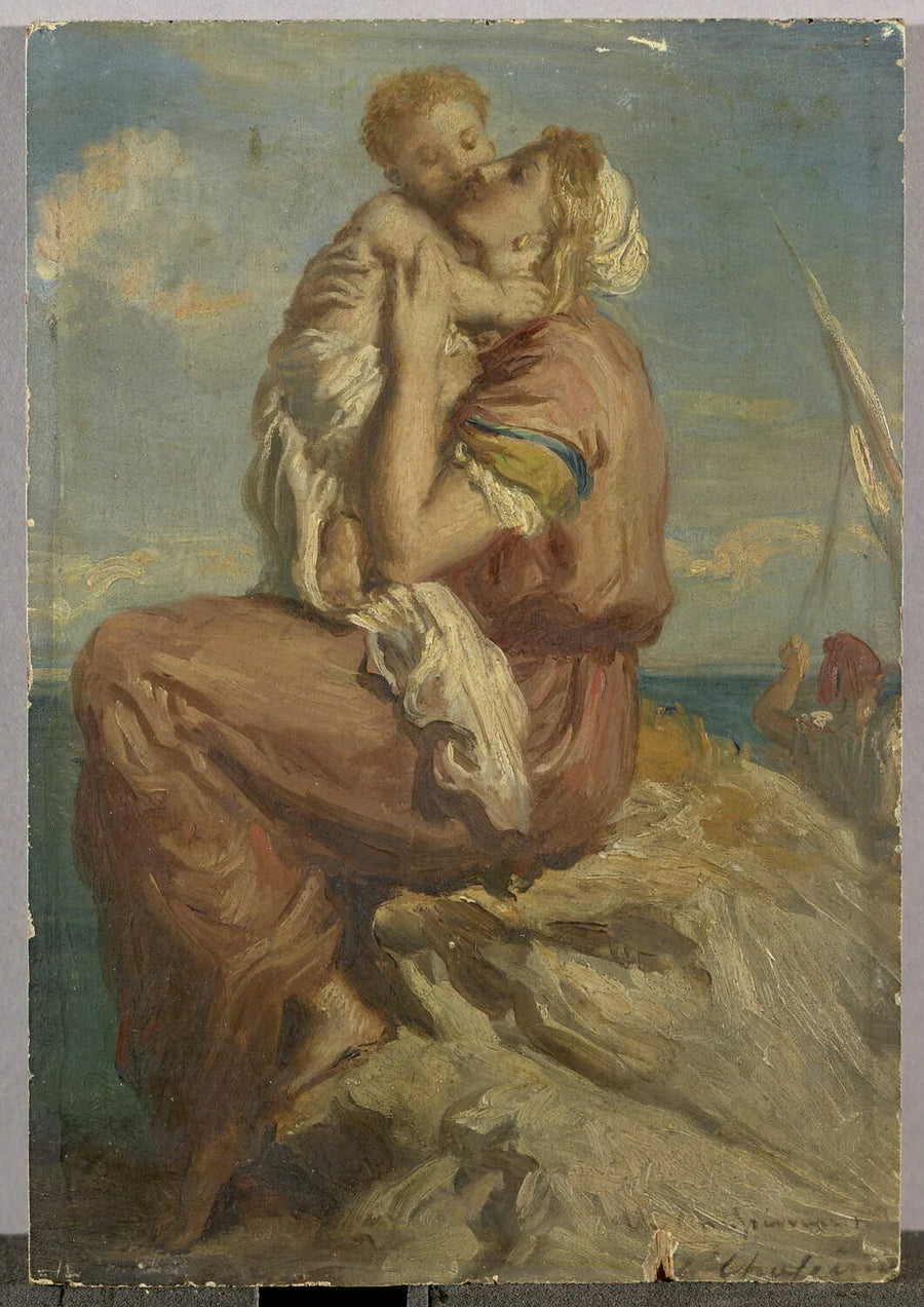Femme de pêcheur di Mola di Gaete che bacia il suo bambino - Théodore Chassériau