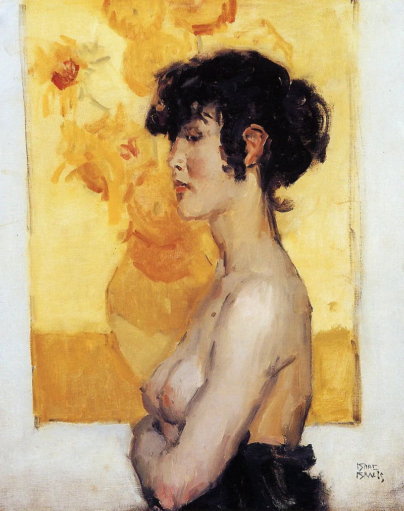 Donna di profilo davanti ai Girasoli di Van Gogh - Isaac Israel