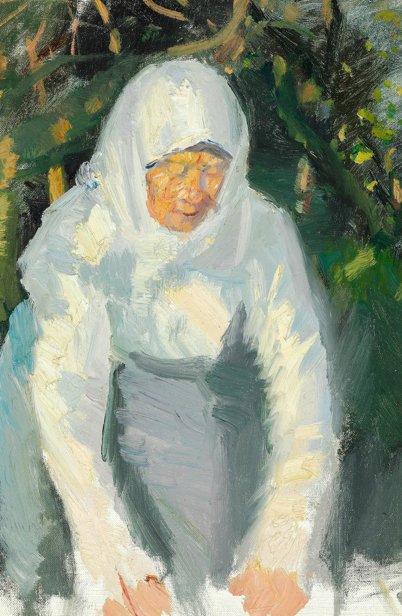 Donna di Skagen con un velo bianco. - Anna Ancher